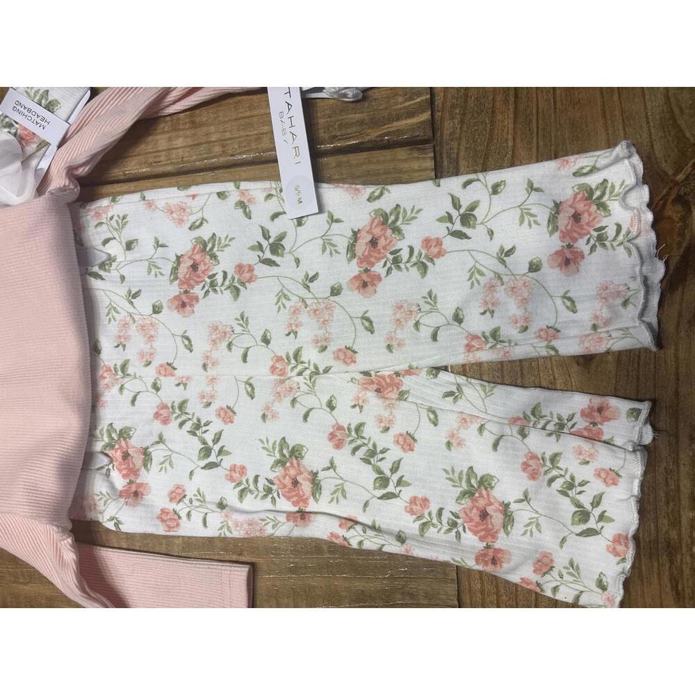 New Tahari Baby Girl 4 Piece Set Pink Mommy outfit Socks 6-9 months Infant baby - Picture 4 of 5